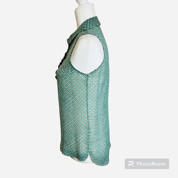 Vince Camuto Tank Top Blouse Women’s sz. XS Green Collared Tunic Top - Picture 6 of 8